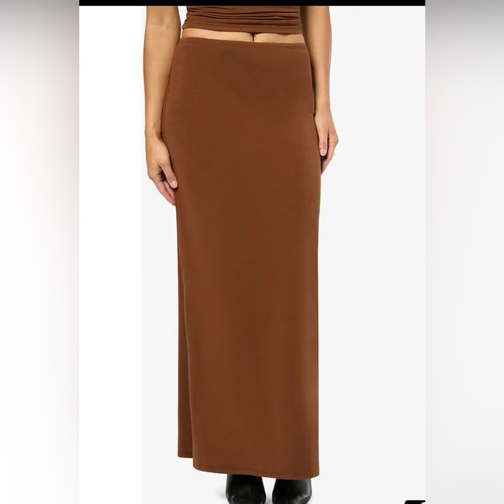 WeWoreWhat Pull On Midi Skirt in Saddle Brown - Size S